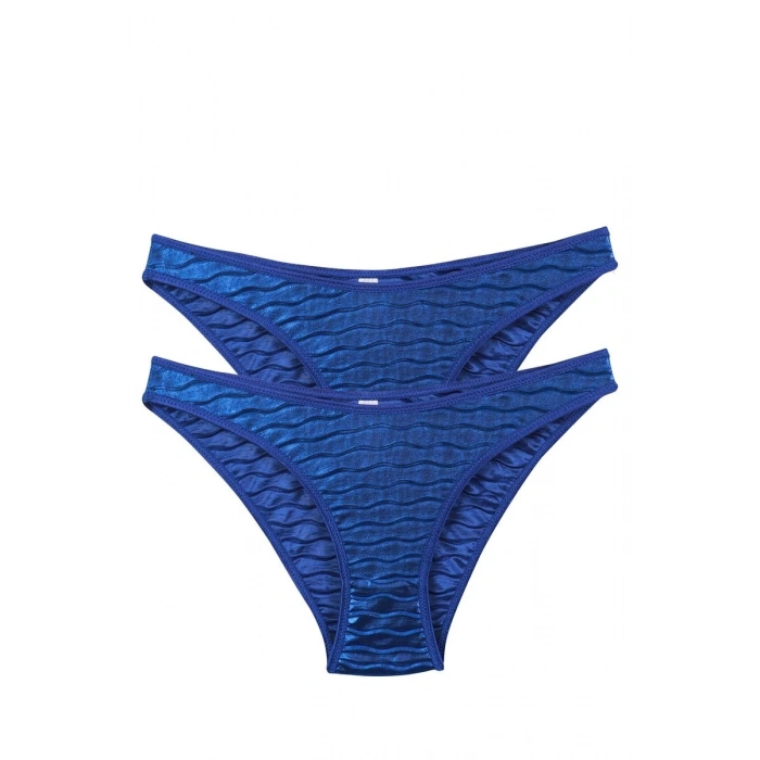 MARSiLYAN- Kadın Mavi Dalga Desenli Parlak 2li Slip