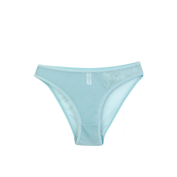 MARSiLYAN- Kadın Mavi Dantel Detaylı Transparan 2li Slip