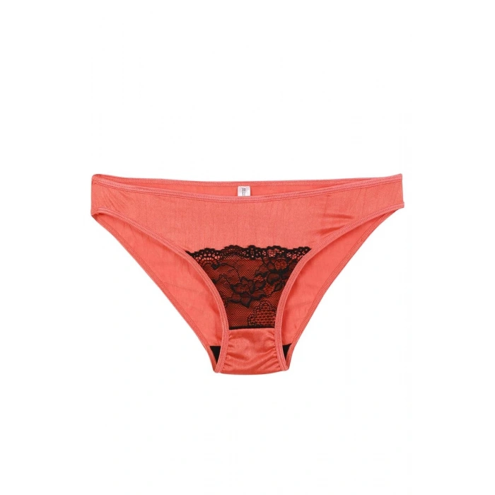 MARSiLYAN- Kadın Mercan Rengi Dantel Detaylı 2li Slip