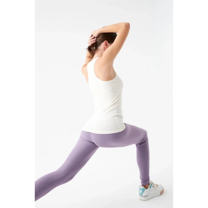 MARSiLYAN- Kadın Mor Yüksek Bel Fit Spor Tayt – Toparlayıcı Esnek Günlük ve Fitness Taytı