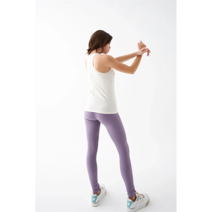 MARSiLYAN- Kadın Mor Yüksek Bel Fit Spor Tayt – Toparlayıcı Esnek Günlük ve Fitness Taytı