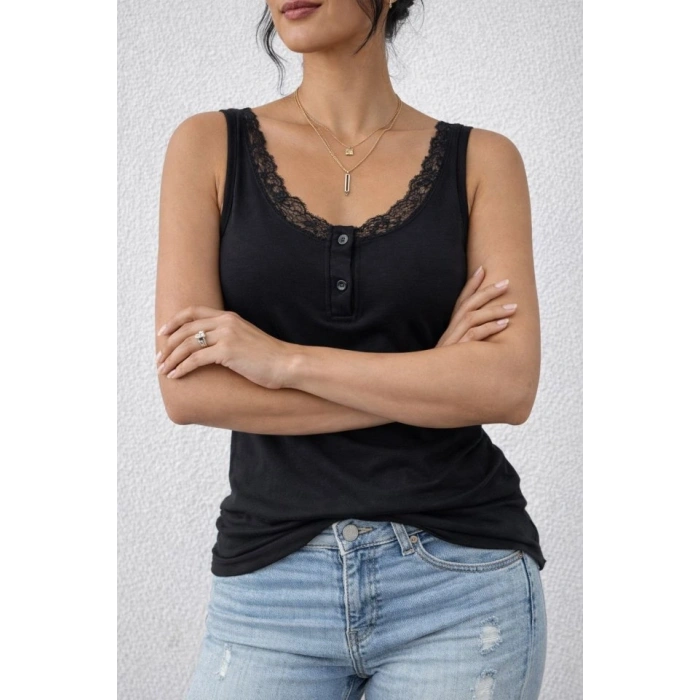 MARSiLYAN- Kadın Omuz Askılı Dantel Güpür Detay Bluz