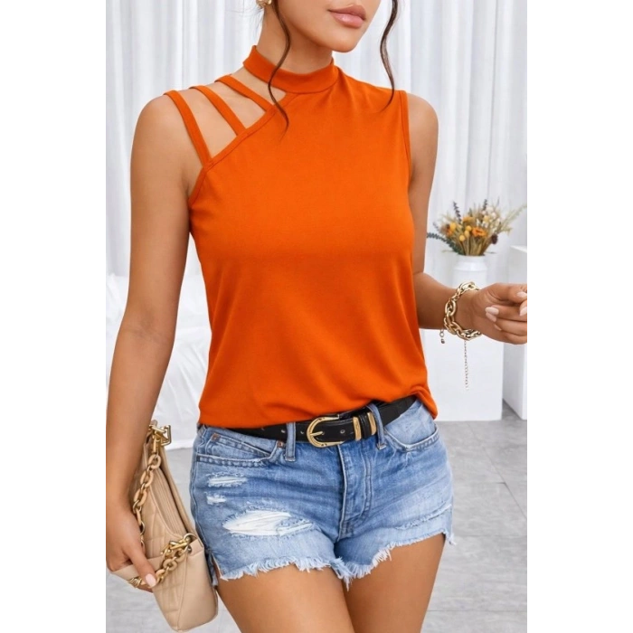 MARSiLYAN- Kadın Omuzdan şerit Detaylı Yarı Balıkçı Yaka Viskon Bluz