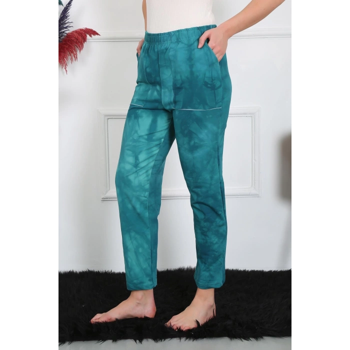 MARSiLYAN- Kadın Pamuk Cepli 3 İplik Alt Eşofman Turkuaz