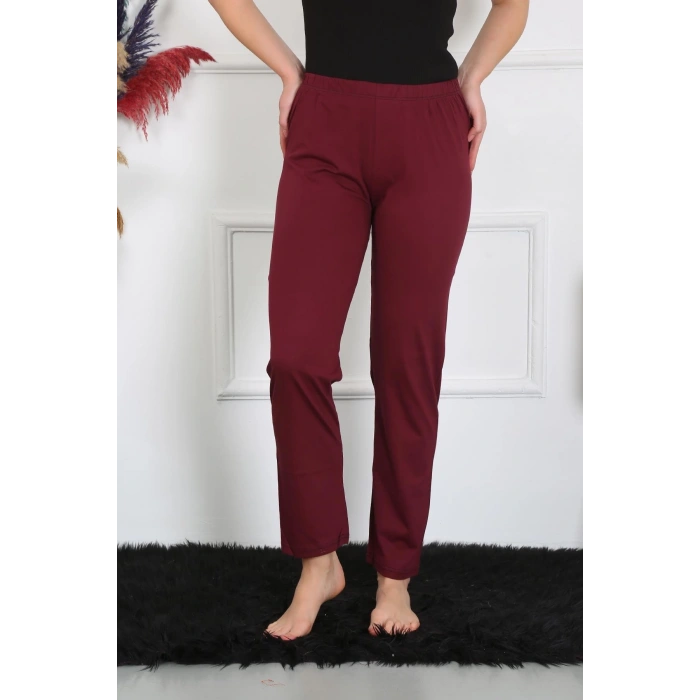 MARSiLYAN- Kadın Pamuk Penye Tek Alt Pijama Bordo