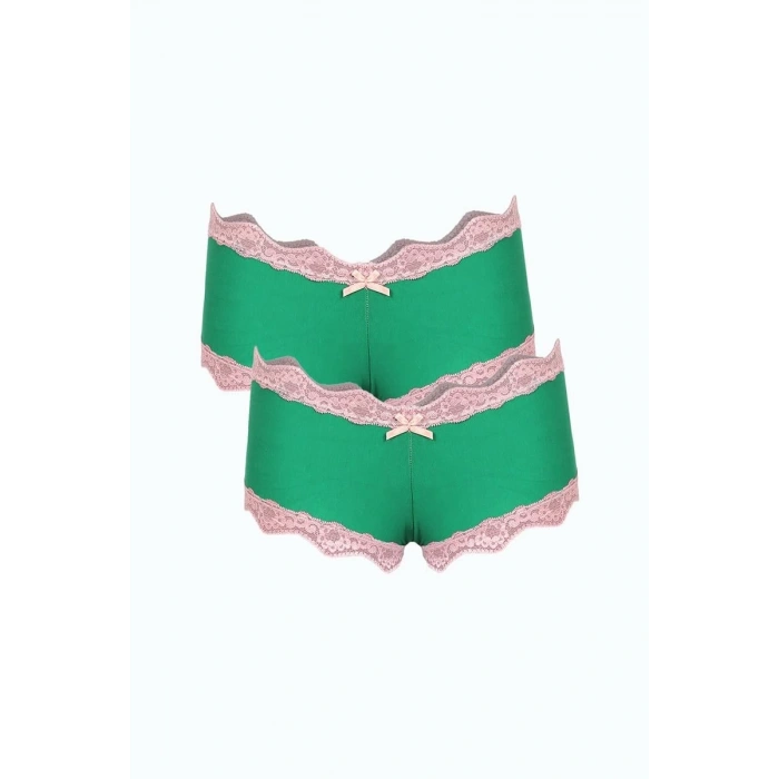MARSiLYAN- Kadın Pamuklu 2li Boxer Fıstık Yeşili
