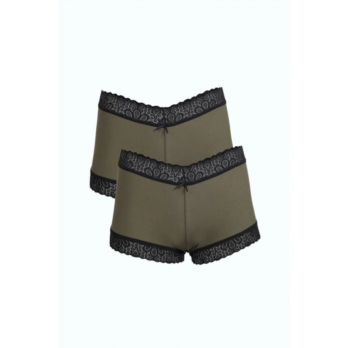 MARSiLYAN- Kadın Pamuklu 2li Boxer Haki