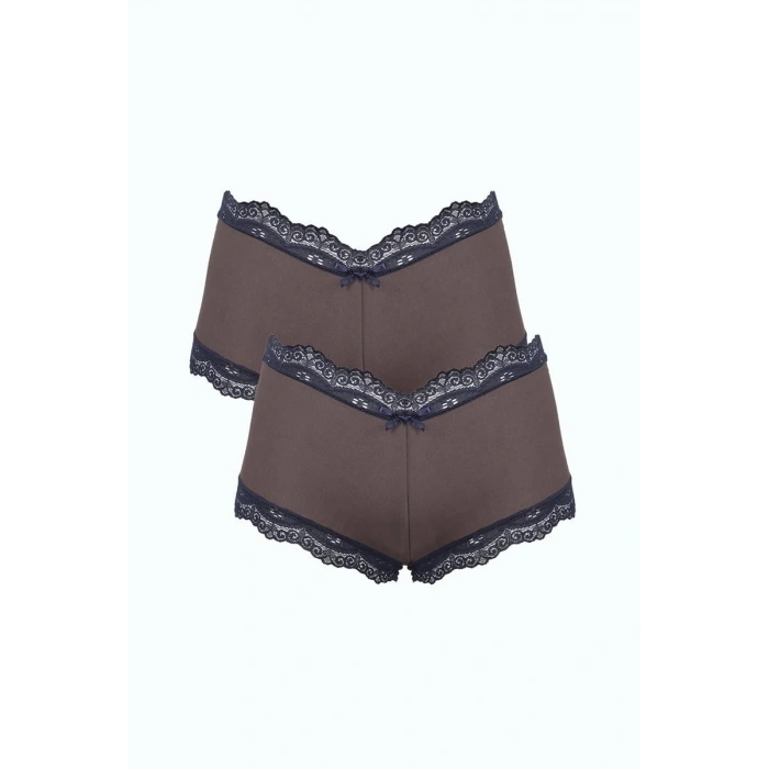 MARSiLYAN- Kadın Pamuklu 2li Boxer Kahve