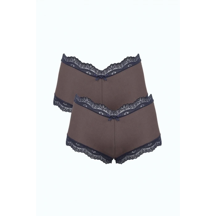 MARSiLYAN- Kadın Pamuklu 2li Boxer Kahve