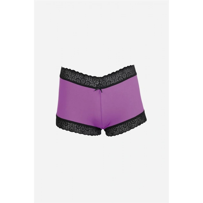 MARSiLYAN- Kadın Pamuklu 2li Boxer Mor