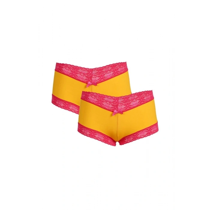 MARSiLYAN- Kadın Pamuklu 2li Boxer Sarı