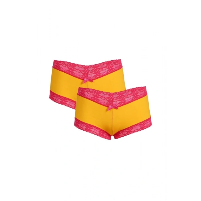 MARSiLYAN- Kadın Pamuklu 2li Boxer Sarı