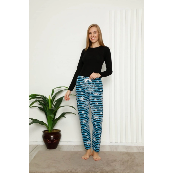MARSiLYAN- Kadın Pamuklu Alt Pijama Mavi