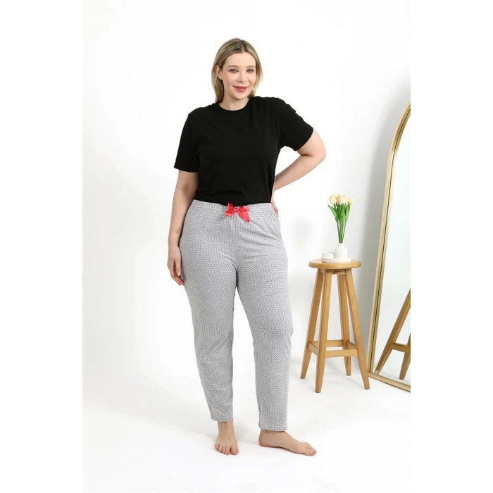 MARSiLYAN- Kadın Pamuklu Büyük Beden Alt Pijama Gri