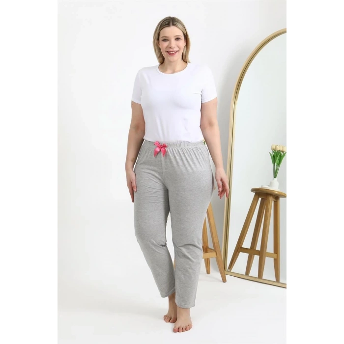 MARSiLYAN- Kadın Pamuklu Büyük Beden Alt Pijama Gri