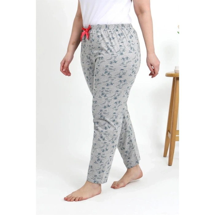 MARSiLYAN- Kadın Pamuklu Büyük Beden Alt Pijama Gri