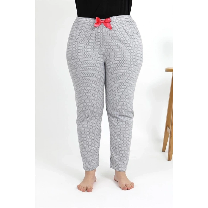 MARSiLYAN- Kadın Pamuklu Büyük Beden Alt Pijama Gri