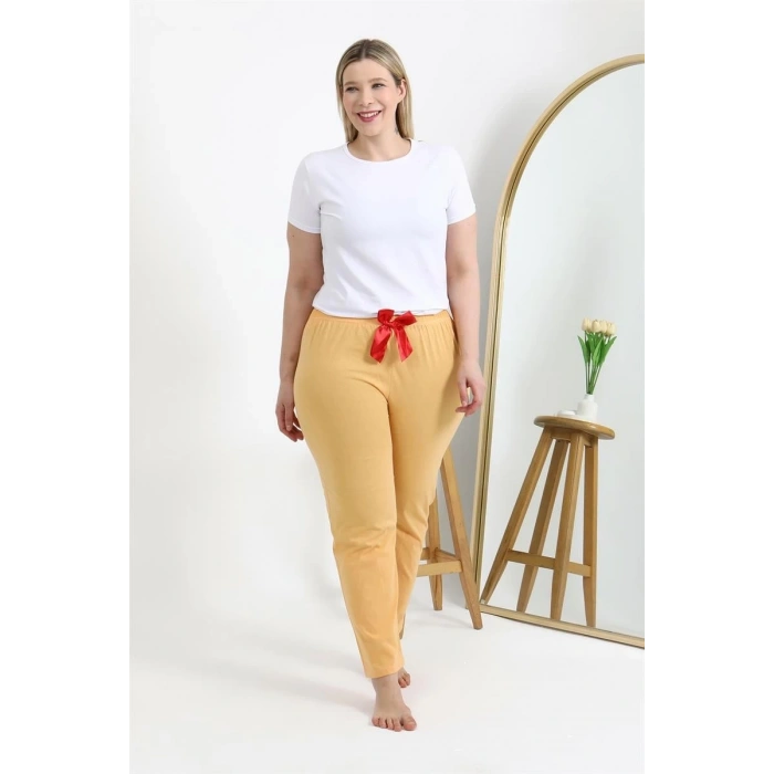 MARSiLYAN- Kadın Pamuklu Büyük Beden Alt Pijama Sarı