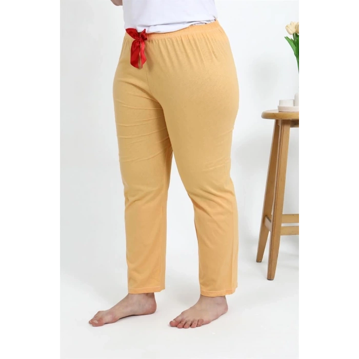 MARSiLYAN- Kadın Pamuklu Büyük Beden Alt Pijama Sarı