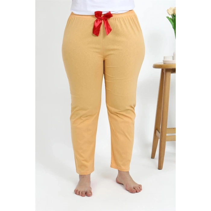 MARSiLYAN- Kadın Pamuklu Büyük Beden Alt Pijama Sarı