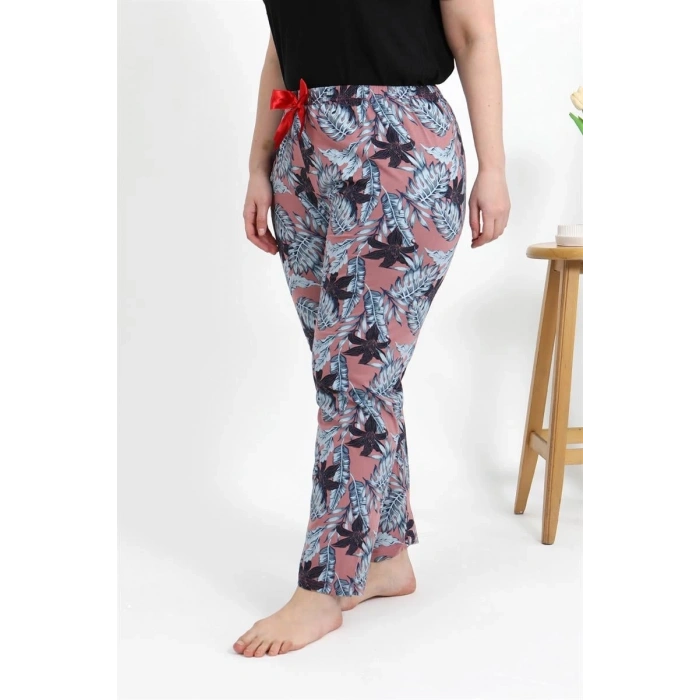 MARSiLYAN- Kadın Pamuklu Büyük Beden Alt Pijama Somon