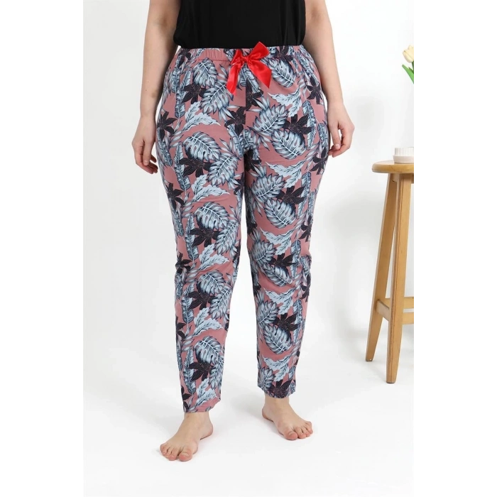 MARSiLYAN- Kadın Pamuklu Büyük Beden Alt Pijama Somon