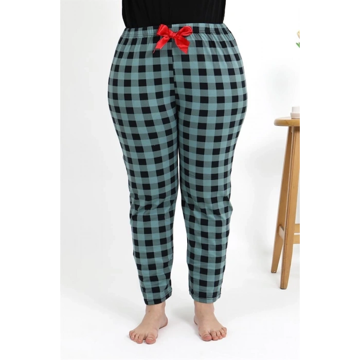 MARSiLYAN- Kadın Pamuklu Büyük Beden Alt Pijama Turkuaz