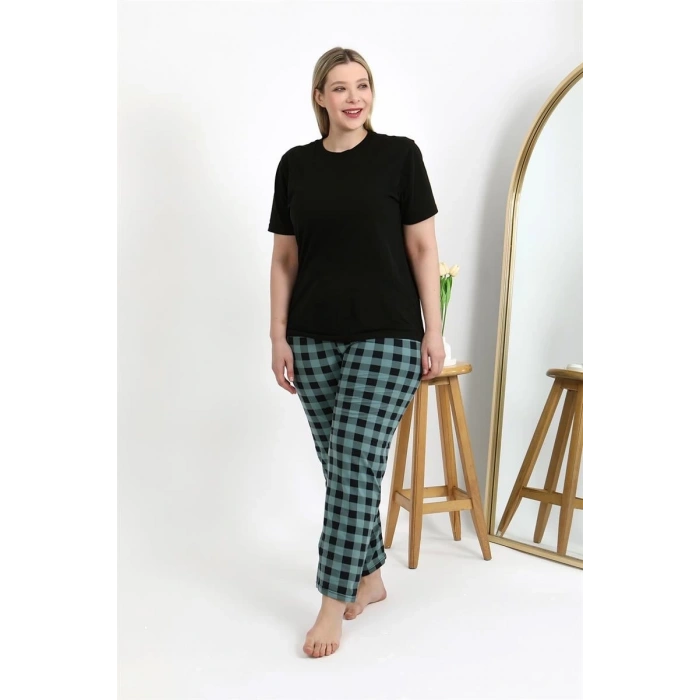 MARSiLYAN- Kadın Pamuklu Büyük Beden Alt Pijama Turkuaz