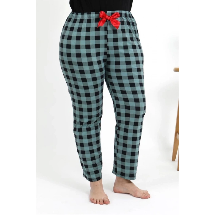 MARSiLYAN- Kadın Pamuklu Büyük Beden Alt Pijama Turkuaz