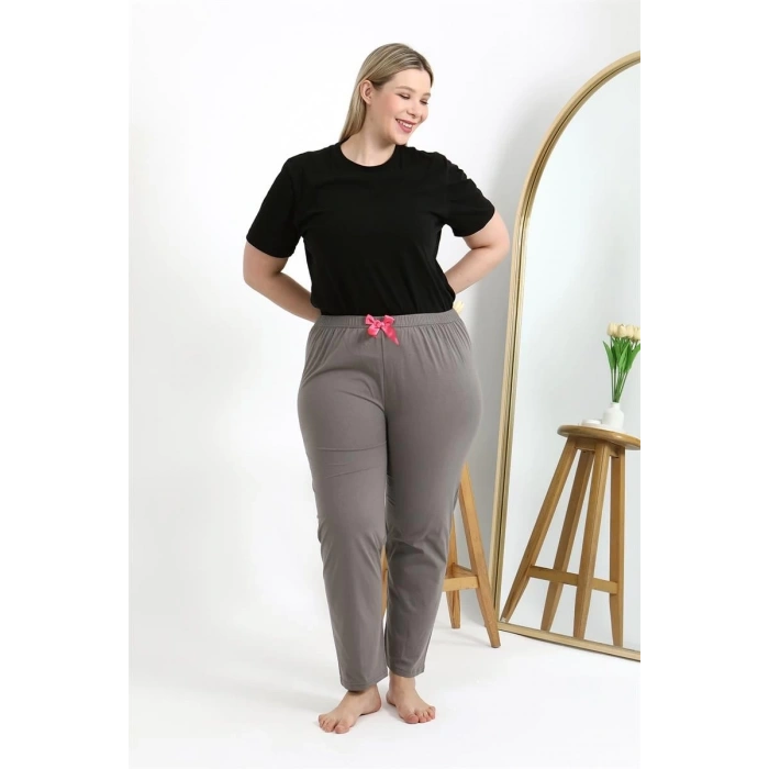 MARSiLYAN- Kadın Pamuklu Büyük Beden Alt Pijama Vizon