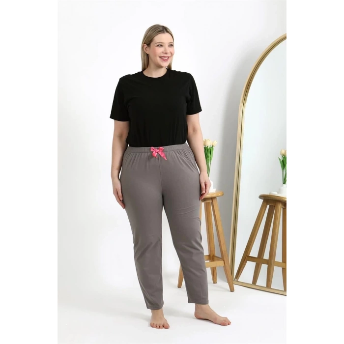 MARSiLYAN- Kadın Pamuklu Büyük Beden Alt Pijama Vizon