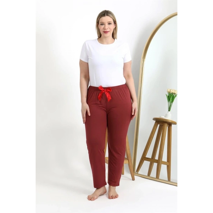 MARSiLYAN- Kadın Pamuklu Büyük Beden Alt Pijama Yavruağzı