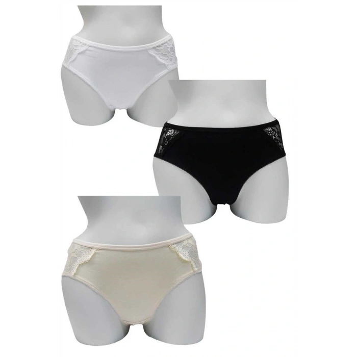 MARSiLYAN- Kadın Pamuklu Dantelli Slip 3lü Paket (2841)