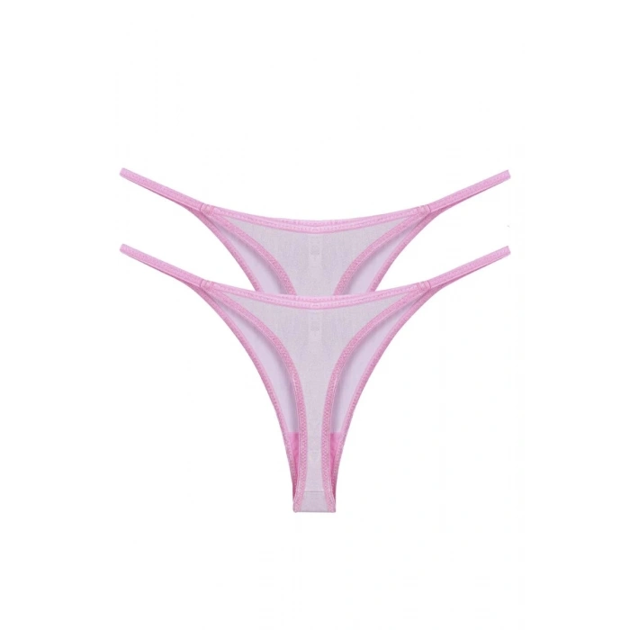 MARSiLYAN- Kadın Pembe Transparan 2li Tanga Slip