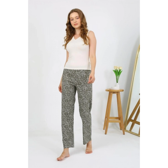 MARSiLYAN- Kadın Penye Desenli Tek Alt Pijama Haki