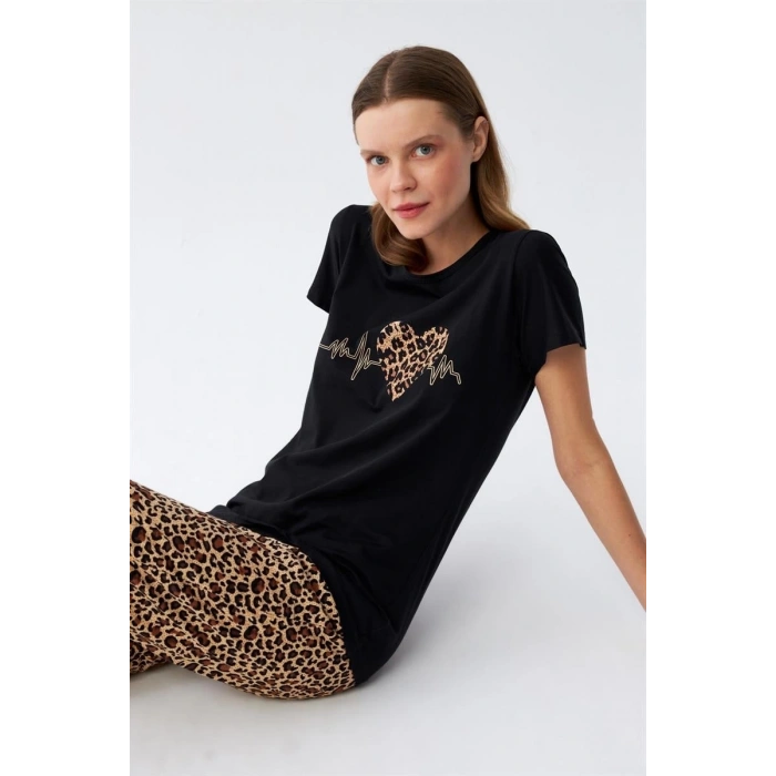 MARSiLYAN- Kadın Penye Kısa Kol Pijama Takım 4128