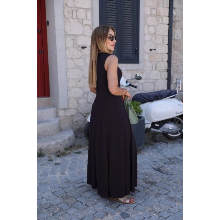 MARSiLYAN- Kadın Sıfır Kollu Bisiklet Yaka Viskon Elbise