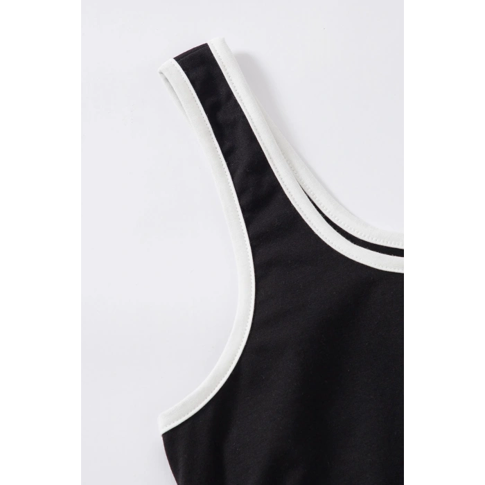 MARSiLYAN- Kadın Siyah Askılı Crop Top ve Şortlu Gecelik Takım