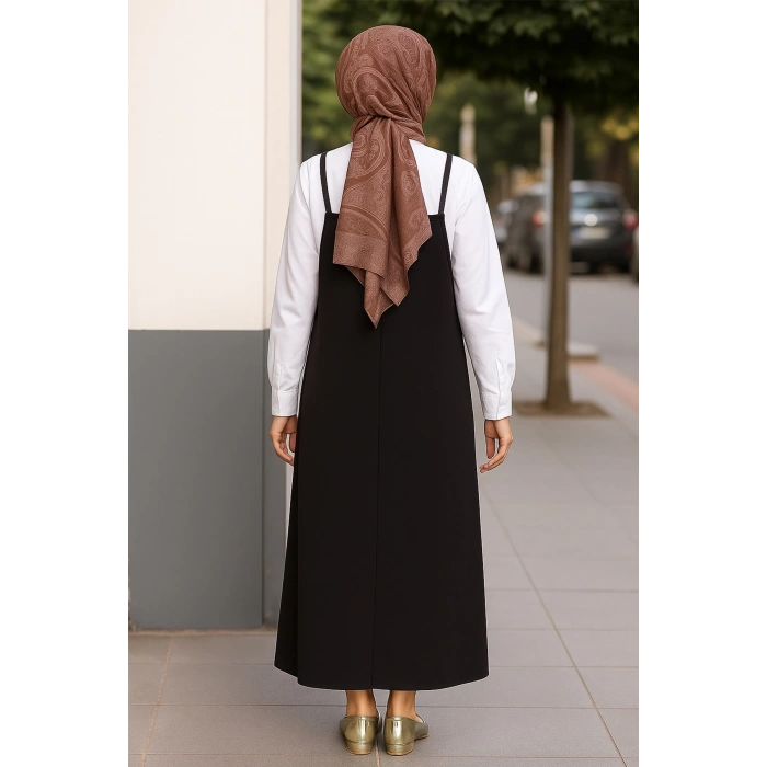 MARSiLYAN- Kadın Siyah Basic Ayarlanabilir Askılı Jile Elbise