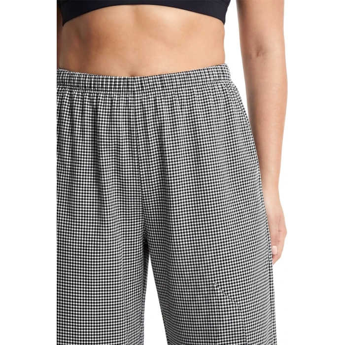 MARSiLYAN- Kadın Siyah Beyaz Kareli Büyük Beden Cepli Pijama Altı Rahat Kesim Esnek Bel Günlük Ev Giyim Alt