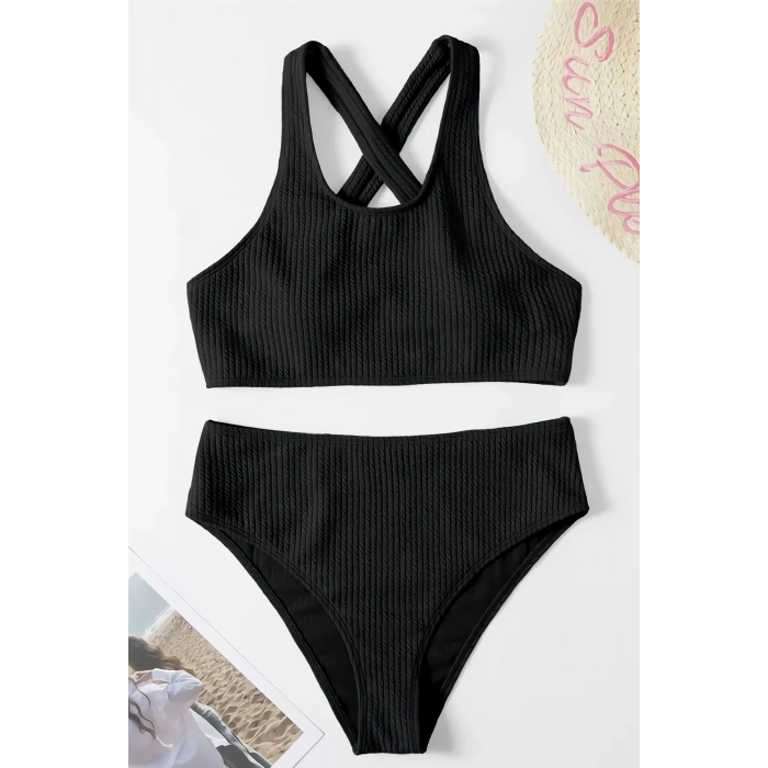 MARSiLYAN- Kadın Siyah Çapraz Sırt Detaylı Iç Çamaşır Takımı