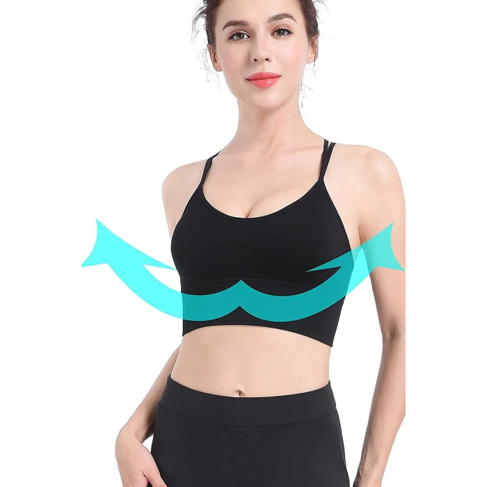 MARSiLYAN- Kadın Siyah Çarpraz İpli Spor Büstiyer