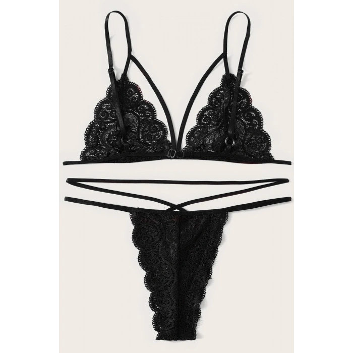 MARSiLYAN- Kadın Siyah Dantel Sütyen Külot Takımı