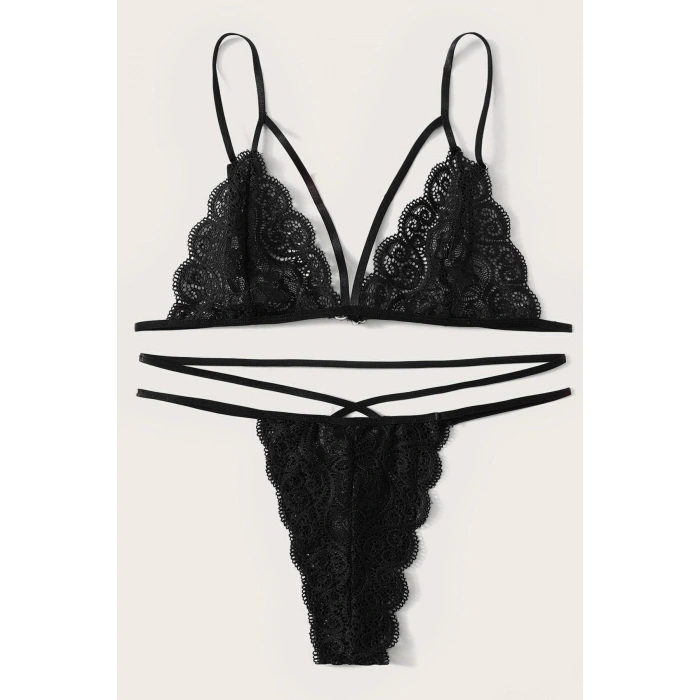 MARSiLYAN- Kadın Siyah Dantel Sütyen Külot Takımı