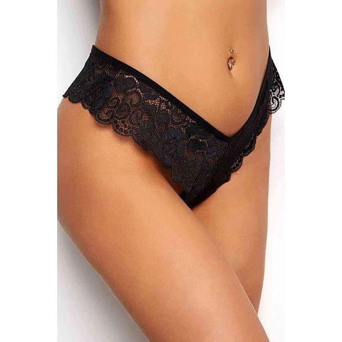 MARSiLYAN- Kadın Siyah Dantelli Seksi Külot