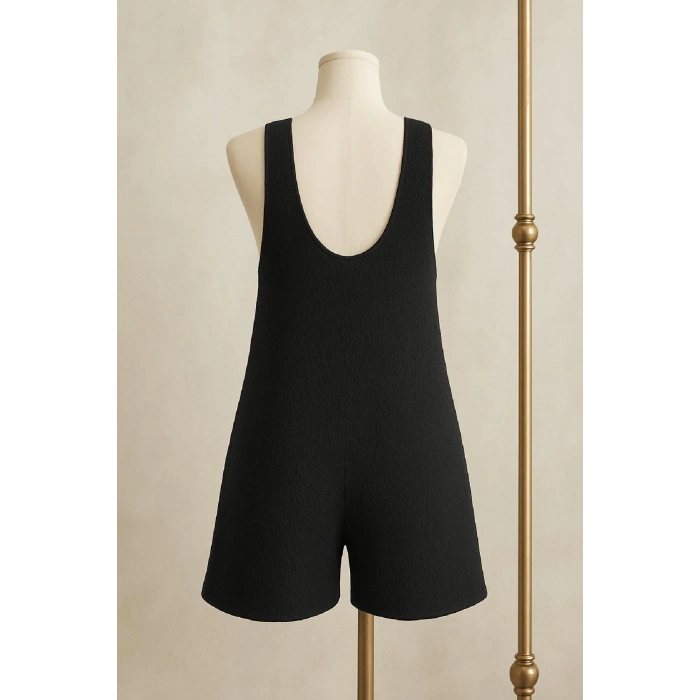 MARSiLYAN- Kadın Siyah Mini Cepli Tulum Plaj Elbisesi