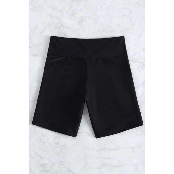 MARSiLYAN- Kadın Siyah Önden Bağcıklı Deniz Şortu