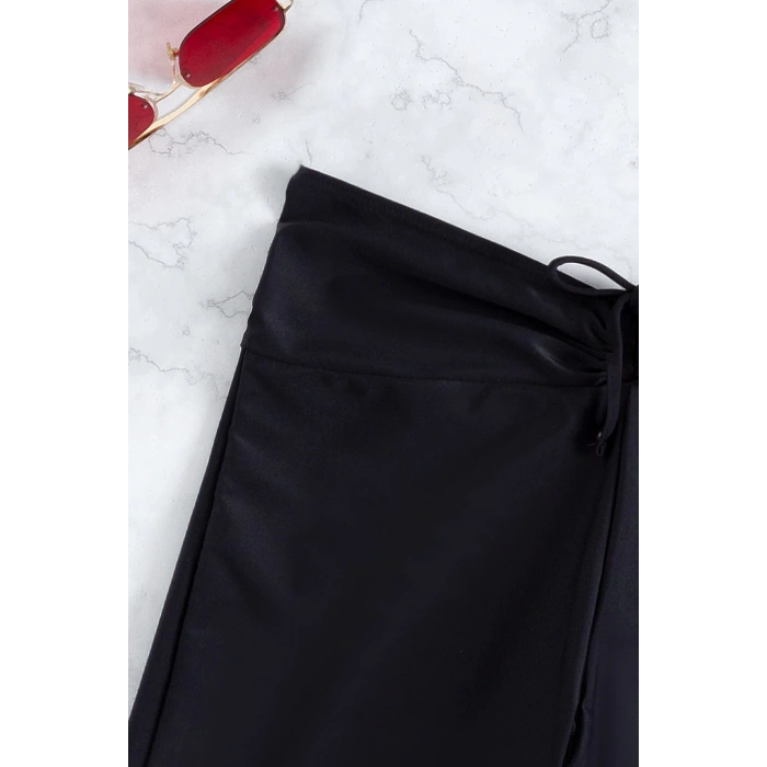 MARSiLYAN- Kadın Siyah Önden Bağcıklı Deniz Şortu