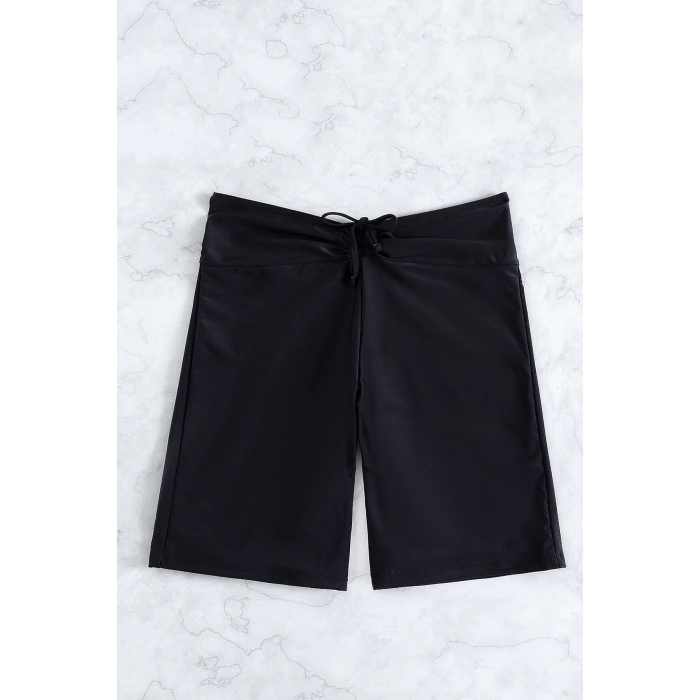 MARSiLYAN- Kadın Siyah Önden Bağcıklı Deniz Şortu