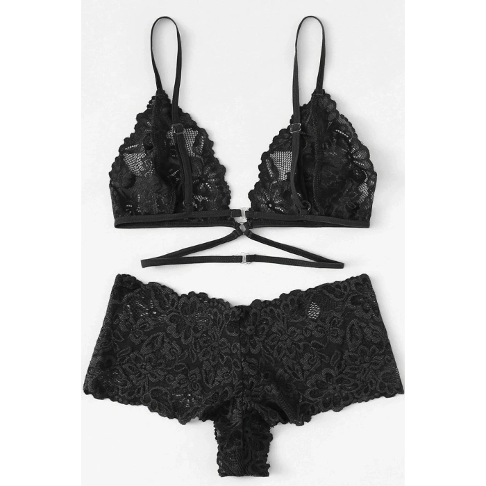 MARSiLYAN- Kadın Siyah Özel Şık Sütyen Külot Takımı